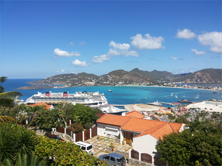 View of Great Bay and Philipsburg, St. Maarten, from Villa Louisa