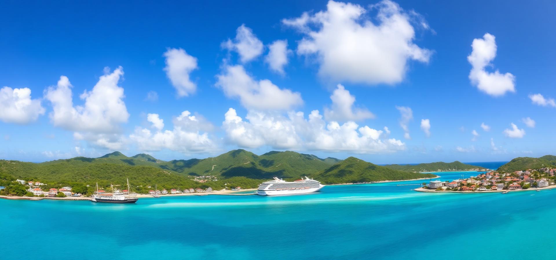 Great Bay, St. Maarten, with a cruise ship docked at Philipsburg